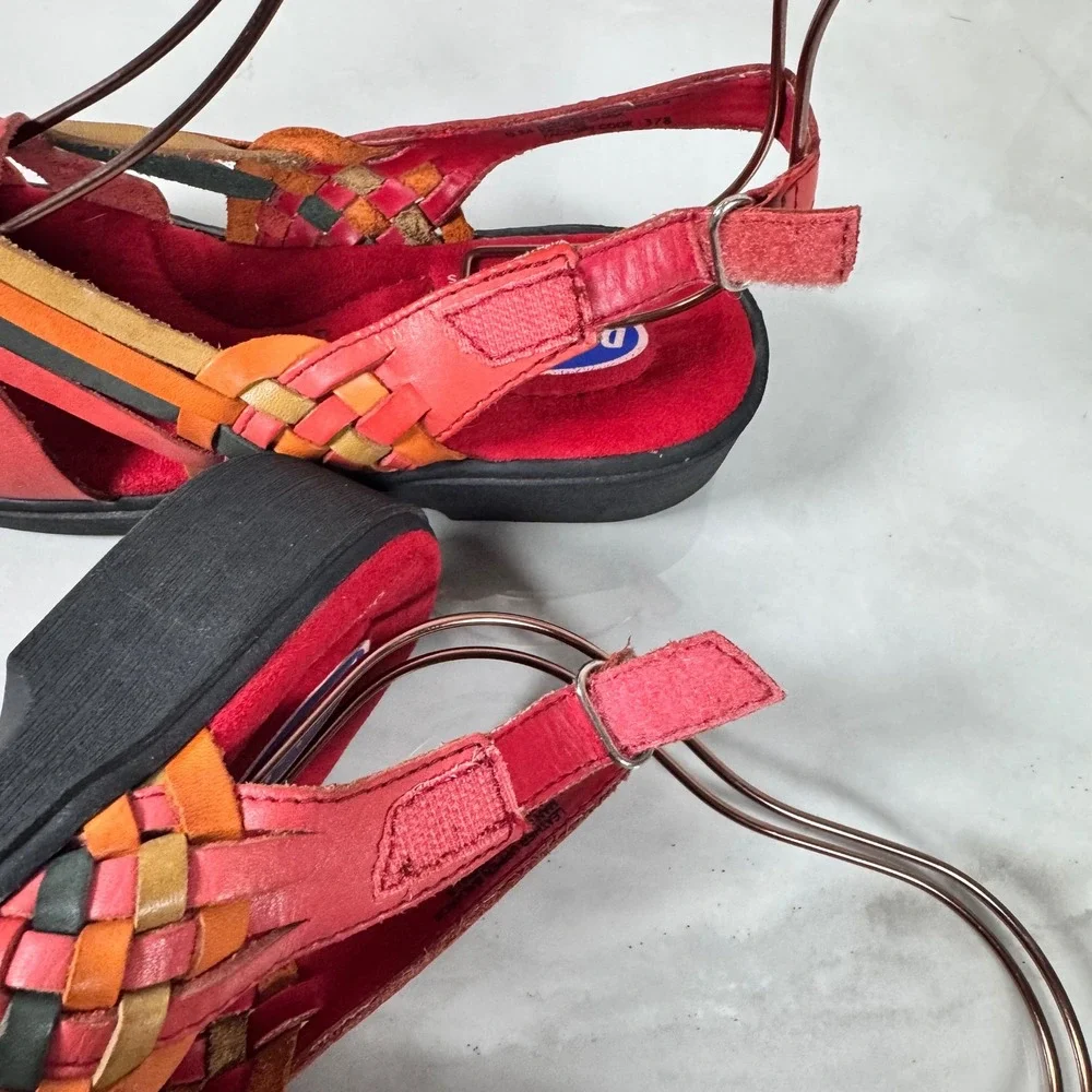 Vintage Dr. Scholl's Huaraches Mexican Sandals Woven Pink Leather Boho 6M
